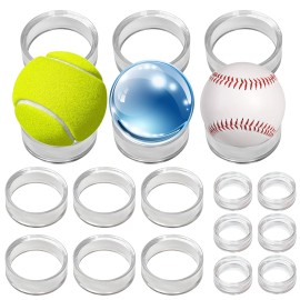 Terdewe (18 Pack) Baseball Display Stand,Spheres Holder,Clear Baseball Ring,Sphere Stand,Round Display Stand For Golf Ball,Baseball, Softball, Tennis Ball, Spheres, Marbles (Small, Medium, Large)