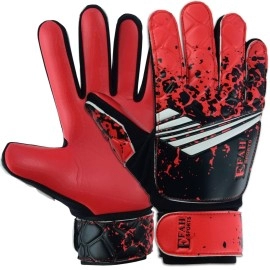Efah Sports Soccer Goalkeeper Gloves For Kids Boys Children Youth Football Goalie Gloves With Super Grip Protection Palms (Size 4 Suitable For 6 To 9 Years Old, Red)