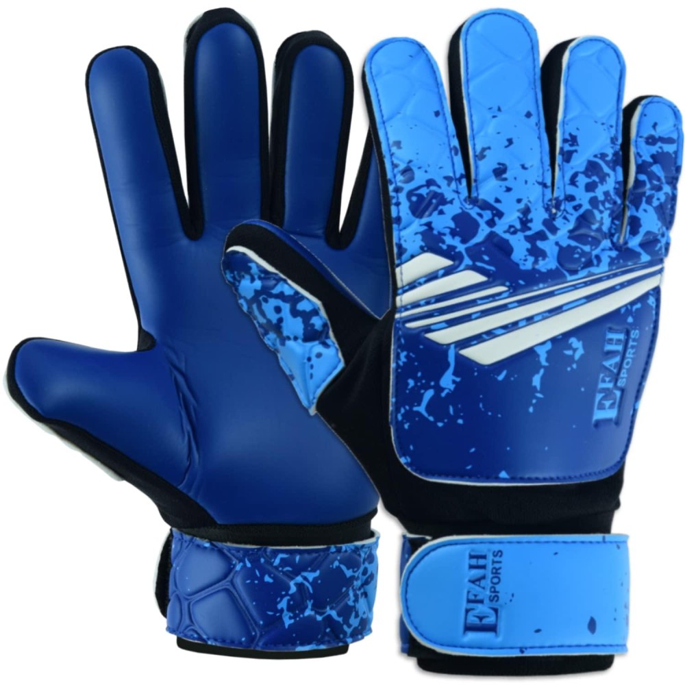 Efah Sports Soccer Goalkeeper Gloves For Kids Boys Children Youth Football Goalie Gloves With Super Grip Protection Palms (Size 2 Suitable For 4 To 5 Year Old, Blue)