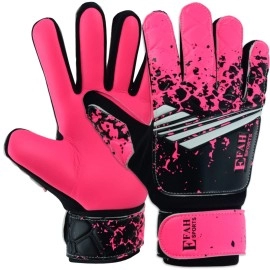 Efah Sports Soccer Goalkeeper Gloves For Kids Boys Children Youth Football Goalie Gloves With Super Grip Protection Palms (Size 3 Suitable For 5 To 6 Year Old, Pink)