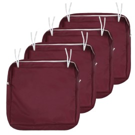 Nettypro Outdoor Cushion Covers Replacement Set 4 Water Repellent Uv Resistant Patio Chair Seat Cushion Slipcover With Zipper And Tie, 22 X 20 X 4 Inch, Burgundy