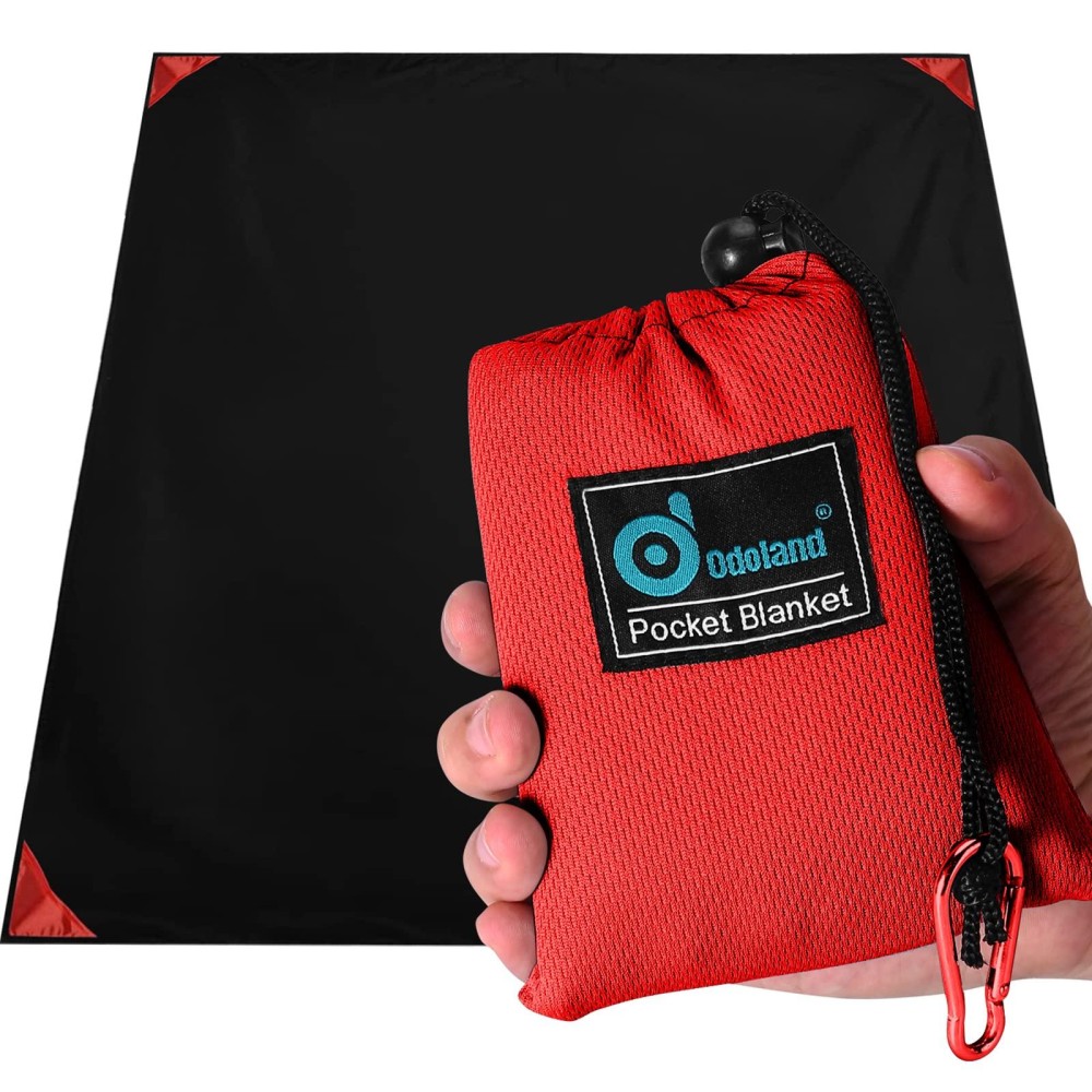 Odoland Beach Blanket Picnic Blanket, 433 X 275 Sandproof Waterproof Outdoor Pocket Blanket With Portable Bag, Foldable Lightweight Sand Free Beach Mat For 1 People Hiking, Camping, Travel, Red