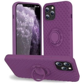 Tisoog Compatible With Iphone 12 Pro Max Case Cute Dragon Scale Series] With Soft Anti-Scratch Microfiber Lining Ring Kickstand, Liquid Silicone Full Body Protective Case - Purple