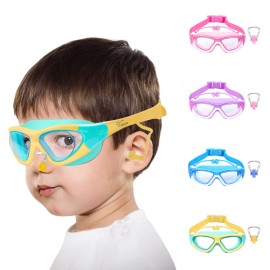 Vvinca Kids Swim Goggles, 180A Clear View Anti-Fog Anit-Uv Swimming Goggles, No Leaking Quick Adjustable Strap Swimming Glasses For Kids Children Youth Teens Age 3-12, Yellow