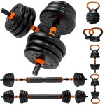 Canmalchi 6 In 1 Adjustable Dumbbell Kettlebell Barbell Set 44Lbs Weight Dumbbells Set,Multifunctional Workout Dumbbells Set For Home Gym Fitness Strength Training Exercise