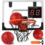 Over The Door Basketball Hoop With Electronic Scoreboard Indoor Basketball Hoop For Kids And Adults Bedroom Basketball Hoop Office Mini Hoop