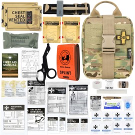 Rhino Rescue Ifak Trauma First Aid Kit Molle Medical Pouch For Tactical Military Car Travel Hiking(Multicam)