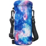 Aupet Water Bottle Bag Carrier,24Oz/32Oz Insulated Neoprene Bottle Sling Holder Case Pouch Cover For 1000Ml/750Ml Bottles With Shoulder Strap For Girls Boys Adults (Blue Starry Sky, 1000Ml)