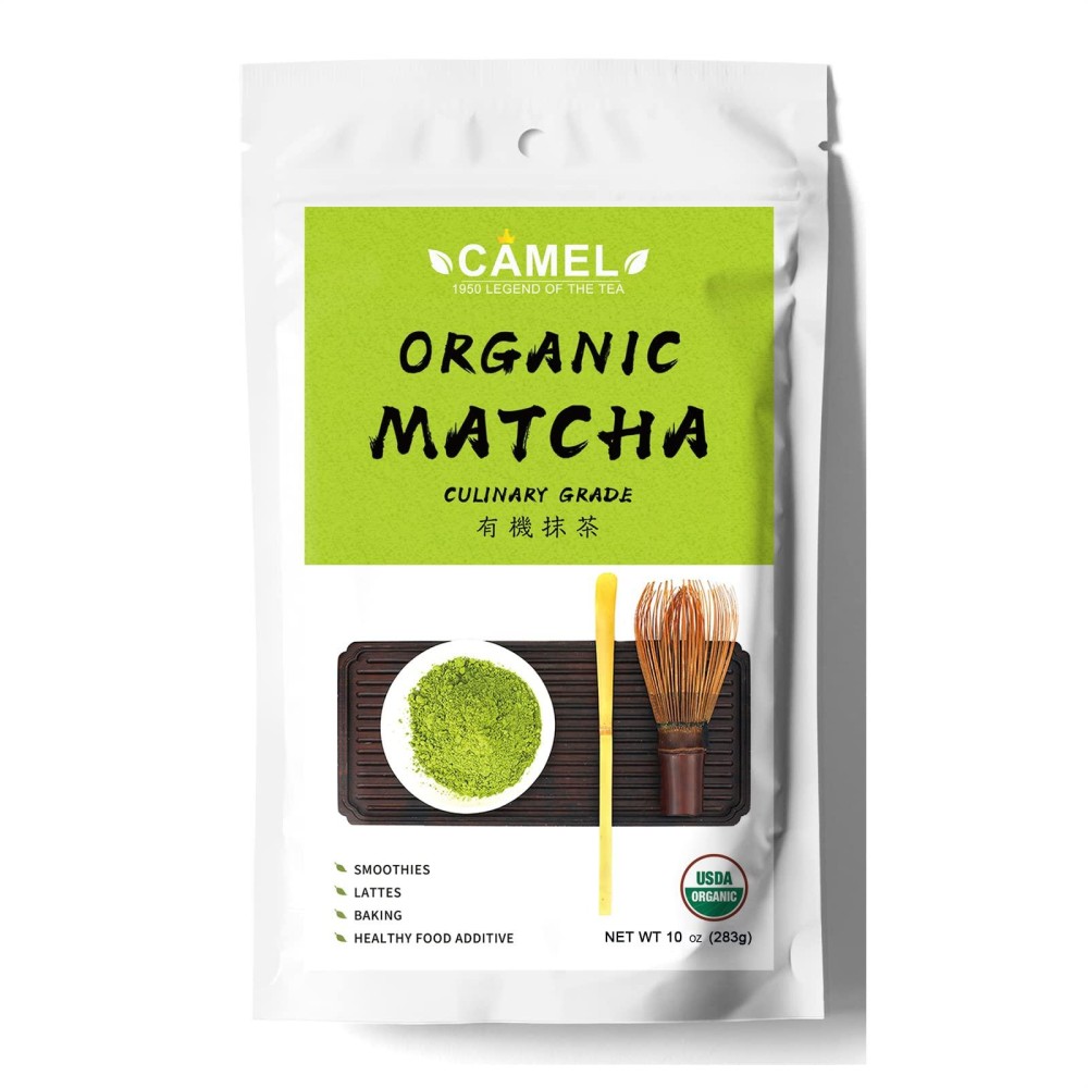 Camel Certified Organic Matcha Green Tea Powder Matcha Culinary Grade 10 Oz First Harvest Pure Matcha Powder Unsweetened Baking Latte Smoothies High In Antioxidant Detox Gluten Free Vegan