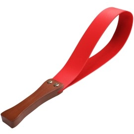 Barpot Leather Paddle With Anti-Slip Wooden Handle, Riding Crops For Horses, 19'' Equestrianism Crops (Red)