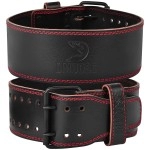 Dmoose Lifting Belt Genuine Leather For Men And Women, 4 Inch Wide, Adjustable Buckle, 5Mm Thick For Weightlifting, Workout, Gym, Squat, Deadlift, Great Lower Back Support (Black/Red M)