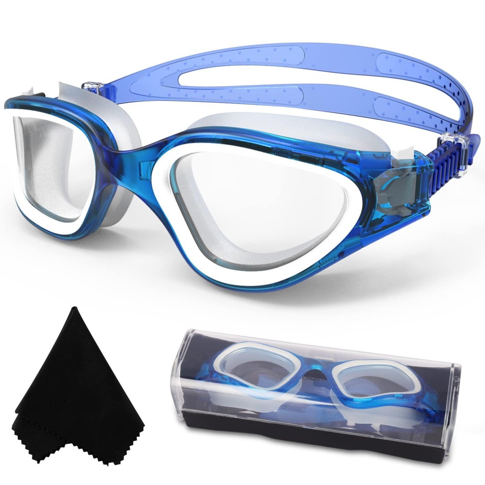 Win.Max Swimming Goggles Swim Goggles Anti Fog Anti Uv No Leakage Clear Vision For Men Women Adults Teenagers (Blue/Non-Polarized Clear Lens)