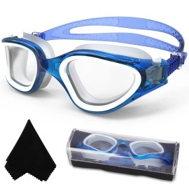 Win.Max Swimming Goggles Swim Goggles Anti Fog Anti Uv No Leakage Clear Vision For Men Women Adults Teenagers (Blue/Non-Polarized Clear Lens)
