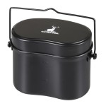 Captain Stag Uh-4118 Mess Tin, Solitary Type, Hango, 4 Cups, Black, Width 7.1 X Depth 4.3 X Height 5.3 Inches (180 X 110 X 135 Mm), Main Unit Only