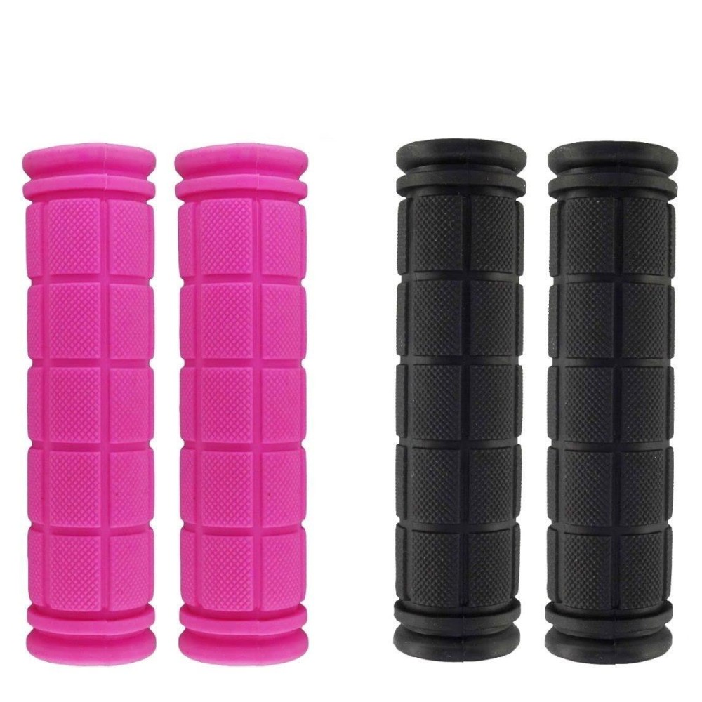 Beakuoo Bike Handlebar Grips For Kids Girls Boys, Non-Slip Rubber Mushroom Bicycle Grips For Scooter Cruiser Seadoo Tricycle Wheel Chair Mountain Road Urban Foldable Bike Mtb Bmx(Black +Pink)