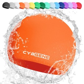 Cybgene Silicone Swim Cap, Unisex Swimming Cap For Women And Men, Bathing Cap Ideal For Short Medium Long Hair-Mystic Red