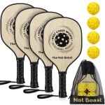 Net Beast Pickleball Paddles Set Of 4, Lightweight Pickleball Set With Carry Bag And 4 High Performance Balls, 7-Ply Basswood, Pickleball Rackets With Ergonomic Cushion Grip, Racquette Set Of 4