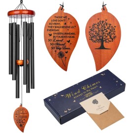 Kossly Sympathy Wind Chimes,32 Memorial Wind Chimes For Loss Of Loved One, Sympathy Memorial Bereavement Gift,In Memory Of Loved One Loss Of Mother Father,Home Decor Garden Patio Outdoor-Black