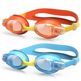 Micisty Kids Swimming Goggles, 2 Pack Kids Swim Goggles, Youth Goggles For Swimming, Anti-Fog, Anti-Uv Clear Vision Pool Goggles (Uk-1)
