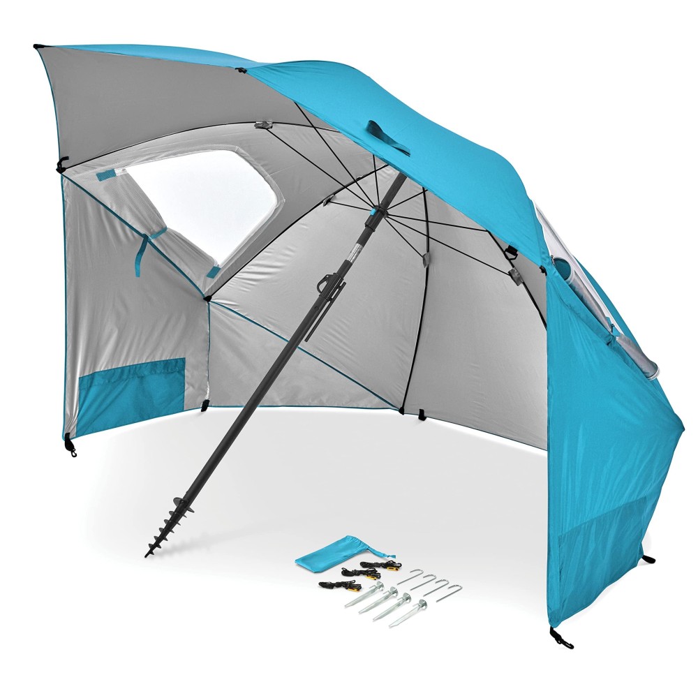 Sport-Brella Premiere XL UPF 50+ Umbrella Shelter for Sun and Rain Protection (9-Foot), Aqua