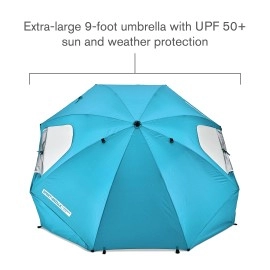 Sport-Brella Premiere XL UPF 50+ Umbrella Shelter for Sun and Rain Protection (9-Foot), Aqua