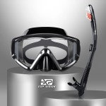 Snorkel Set Pano 3 Window Adult Snorkeling Gear, Professional Anti-Fog Snorkel Diving Mask, Anti-Leak Swim Goggles And Dry Top Snorkel For Scuba Diving, Snorkeling, Swimming (Black)