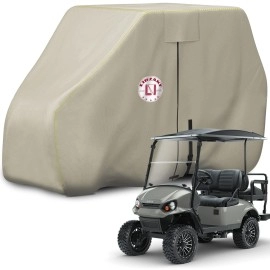 Li Libzaki Waterproof Golf Cart Cover, 600D Heavy Duty Marine Grade Fabric, Universal Fits For Most Brand 4 Passengers Yamaha, Honda, Club Car, Ezgo Golf Cart -Light Tan
