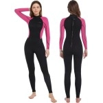 Dark Lightning Full Body Wetsuit Men And Women, 3/2Mm Wet Suit Womens Mens Diving Surfing Snorkeling Kayaking Water Sports (Size 8 Average, Women - Rose Red-3/2Mm)