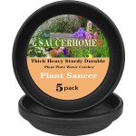 Saucerhome 5 Packs Plant Saucer Pot Tray 6 8 10 12 14 16 Inch Plastic Flower Planter Saucers And Drip Trays For Indoors Outdoors, Thick Heavy Sturdy Durable Plant Plate Water Catcher (8 Inch Black)