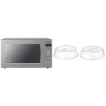 Panasonic Oven With Cyclonic Wave Inverter Technology, 1250W, 22Acuft Countertop Microwave (Stainless Steelsilver), Stainless Nordic Ware Splatter Microwave Cover, 10-Inch (Pack Of 2), Clear