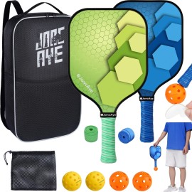 Pickleball-Paddles-Set-Of-2 Usapa Approved Joncaye Pickleball Racquets With Indoor Outdoor Balls, Paddle Case, Lead Tape Lightweight Pickle-Ball-Rackets 2 Pack For Beginners Intermediates