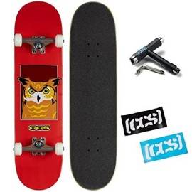 Ccs] Odd Birds Owl Skateboard Complete 850 - Maple Wood - Professional Grade - Fully Assembled With Skate Tool And Stickers - Adults, Kids, Teens, Youth - Boys And Girls