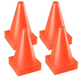 Ptaedex 7 Inch Orange Cones Soccer Cones Agility Field Marker Cone For Sports Training, Drills, Outdoor Activity, Construction Themed Party Decorations, 24 Pack