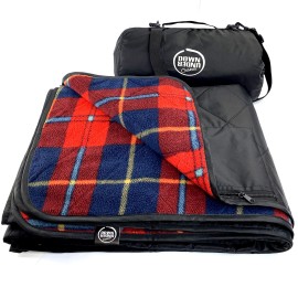 Down Under Outdoors Large Waterproof Windproof Extra Thick 350 Gsm Quilted Fleece Stadium Blanket, Machine Washable Camping Picnic Outdoor, Beach, Baseball,Dog, 82 X 55 (Red Check)A