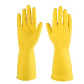Iucge Rubber Cleaning Gloves Yellow 3 Pairs For Household,Reuseable Dishwashing Gloves For Kitchen(3,Small)