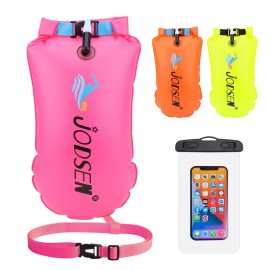 Swim Buoy Tow Float Dry Bag,20L Wild Swimming Float And Waterproof Phone Case,Inflatable Watertight Dry Bag,For Open Water Swimming Sports Kayakers Triathletes Snorkelers,Swim Bubble Highly Visible (Rose)