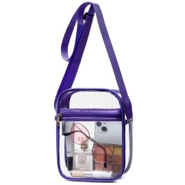 Vorspack Clear Bag Stadium Approved - Pvc Clear Purse Clear Crossbody Bag With Front Pocket For Concerts Sports Festivals - Purple