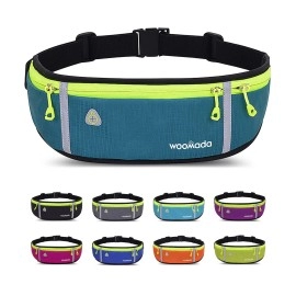 Woomada Slim Running Fanny Pack, Adjustable Running Belts With Reflective Strip For Women&Men, Running Waist Pack With Phone & Water Bottle Holder For Jogging Cycling Hiking