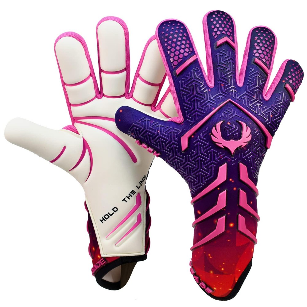 Renegade Gk Apex Flare Professional Strapless Goalie Gloves 4Mm Ext Contact Grip Blue Pink Soccer Goalkeeper Gloves (Size 7, Youth, Junior, Evo Neg Cut, Level 55)