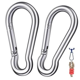 Carabiner Clip Spring Snap Hooks - Stainless Steel Spring Clip Hook, Heavy Duty Carabiner Clips For Key Chains, Dog Leash, Flag Pole, Swing, Hammock, Outdoor Camping, Fishing, Hiking (55Inch - 2Pcs)