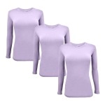 Natural Uniforms Womens Under Scrub Tee Crew Neck Long Sleeve T-Shirt-3-Pack (Small, 3 Pack-Lavender)