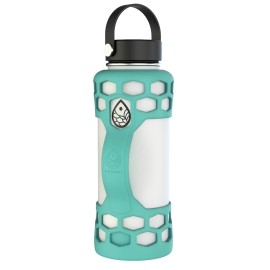 REUZBL Bottle Bumper Silicone Boot Sleeve Protector with Handle Compatible with 21oz, 24oz, 32oz, 40oz Double-Wall Vacuum Insulated Stainless Steel Water Bottles (Seafoam, Fits 40oz Bottles)