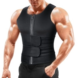 A+ Choice Sauna Vest Waist Trainer For Men - Mens Sauna Suit Double Sweat Belt Body Shaper For Belly Fat Slimming Gym Workout Faja Para Hombre Size L