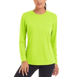 Tacvasen Women Sun Protection Shirt Upf 50 Long Sleeve Shirts Outdoor Sports Rash Guards F-Green, L
