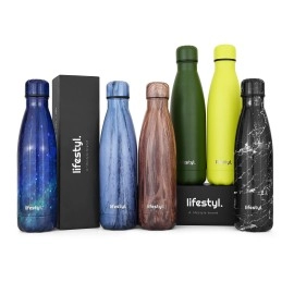 Lifestyl Stainless Steel Water Bottle 24Hrs Cold & 12Hrs Hotthermoshield Technology Vacuum Insulated Metal Water Bottles, Leak-Proof Drinks Bottle For Sports, Gym, Yoga, Cycling (1000 Ml, Zinc Blue)
