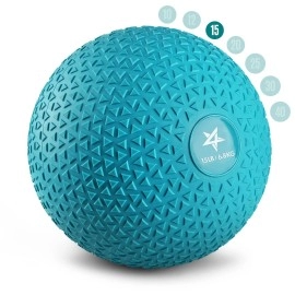 Yes4All Upgraded Fitness Slam Medicine Ball Triangle 15Lbs For Exercise, Strength, Power Workout Workout Ball Weighted Ball Exercise Ball Trendy Teal