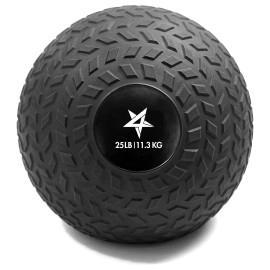 Yes4All Upgraded Fitness Slam Medicine Ball 25Lbs For Exercise, Strength, Power Workout Workout Ball Weighted Ball Exercise Ball Black