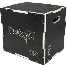 Yes4All 3 In 1 Non-Slip Wooden Plyo Box - Black - 20 X 18 X 16