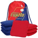 Eunho Dual Sided Cornhole Bags Set Of 8 Regulation Professional, Slick And Sticky For Pro Style Corn Hole Games, All Weather Tournament Bean Bags With Carry Bag (Red/Blue)