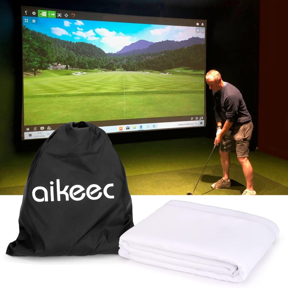 Aikeec Indoor Golf Simulator Impact Screen With 14Pcs Grommet Holes For Golf Training,Golf Simulators Projection Screen 10 Ft X 85 Ft